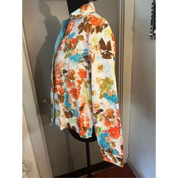 Coldwater Creek Jacket Buttons Leafy Floral Print Size Medium - Picture 4 of 11